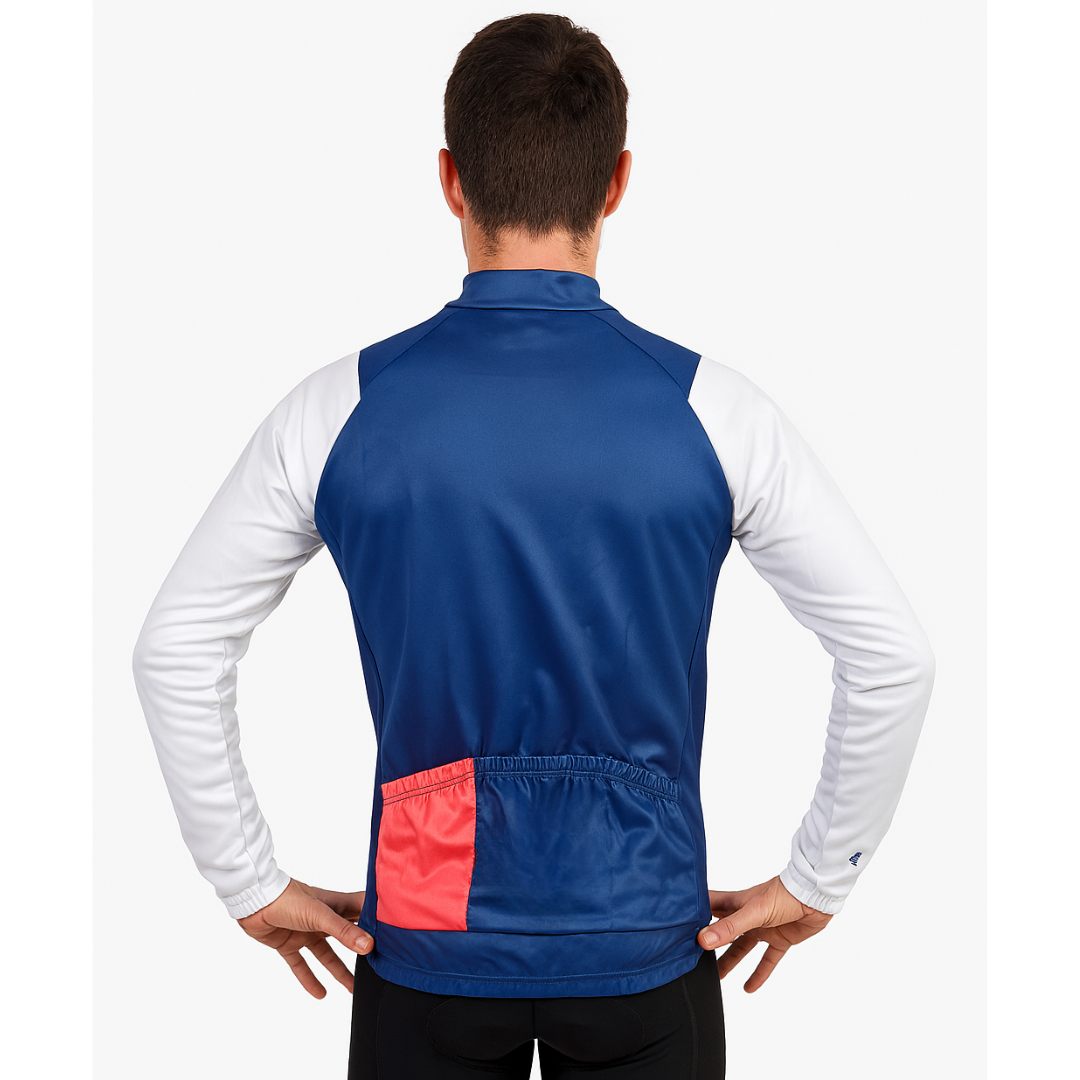 Campera térmica mangas largas azul y blanco