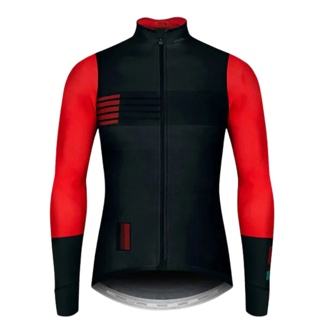 Campera térmica manga larga negra y roja