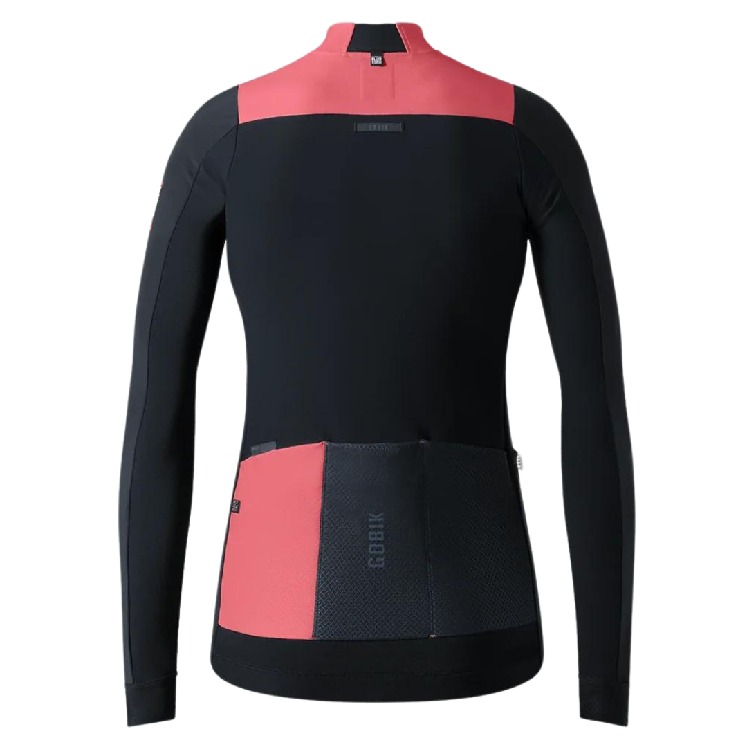 Campera térmica mangas largas negra y rosa