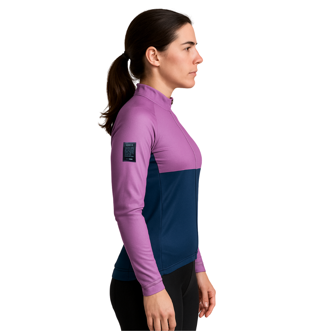 Campera térmica mangas largas morado y azul
