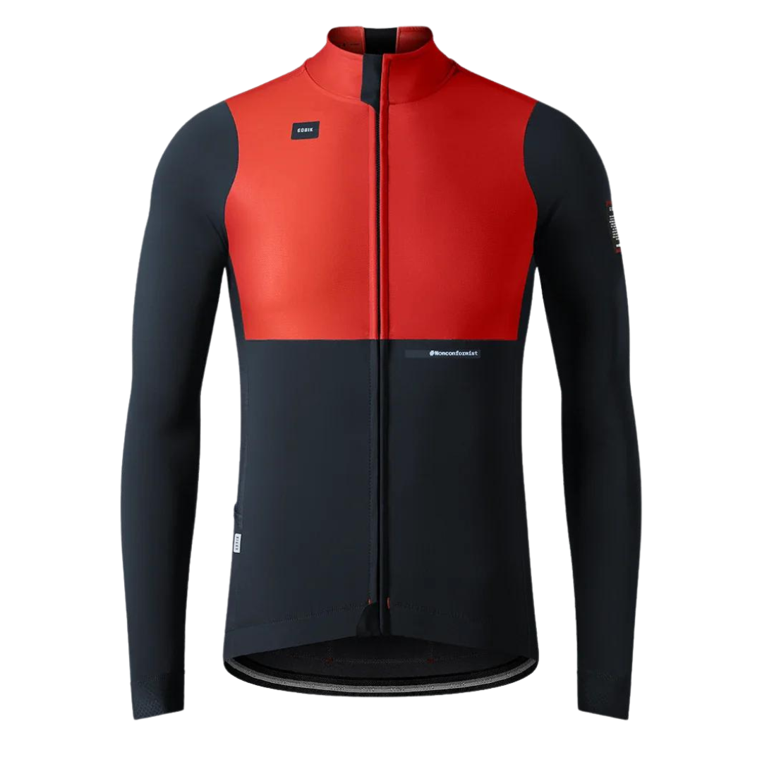 Campera térmica mangas largas negro y rojo