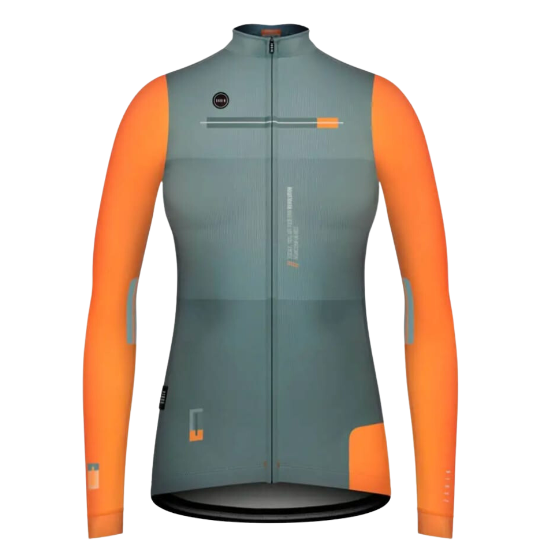 Campera térmica gris con naranja