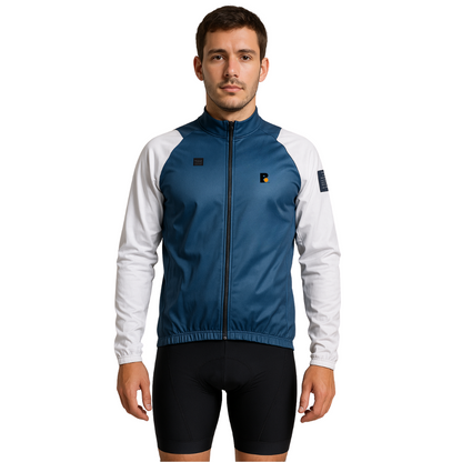 Campera térmica mangas largas azul y blanco