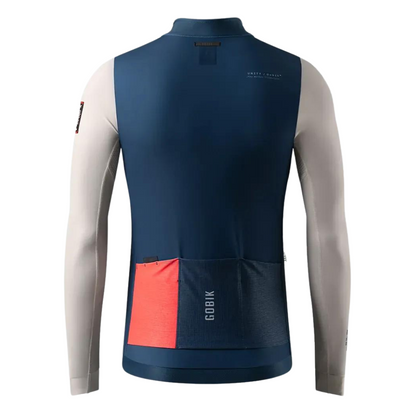 Campera térmica mangas largas azul y blanco