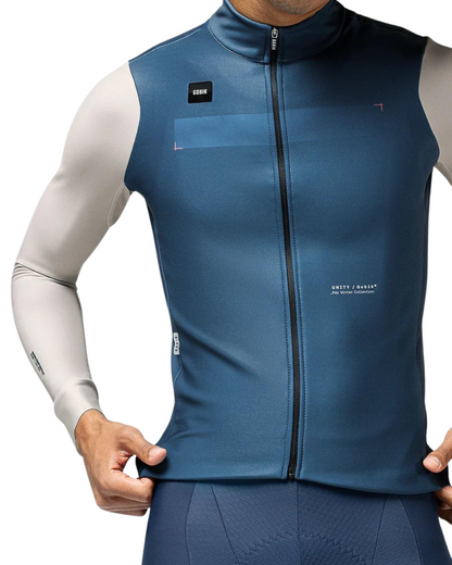 Campera térmica mangas largas azul y blanco