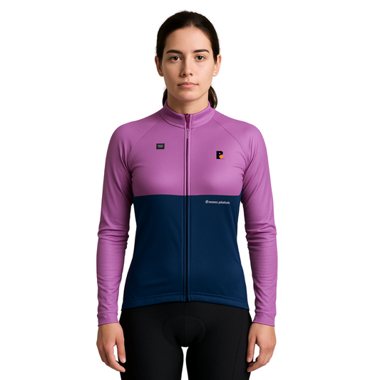 Campera térmica mangas largas morado y azul