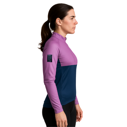 Campera térmica mangas largas morado y azul