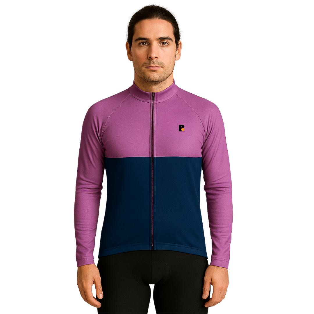 Campera térmica mangas largas morado y azul