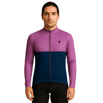 Campera térmica mangas largas morado y azul